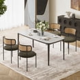 thumbnail image 6 of STARY Upholstered Dining Chair Set of 4, Rattan Backrest Kitchen Chair, Green, 6 of 8