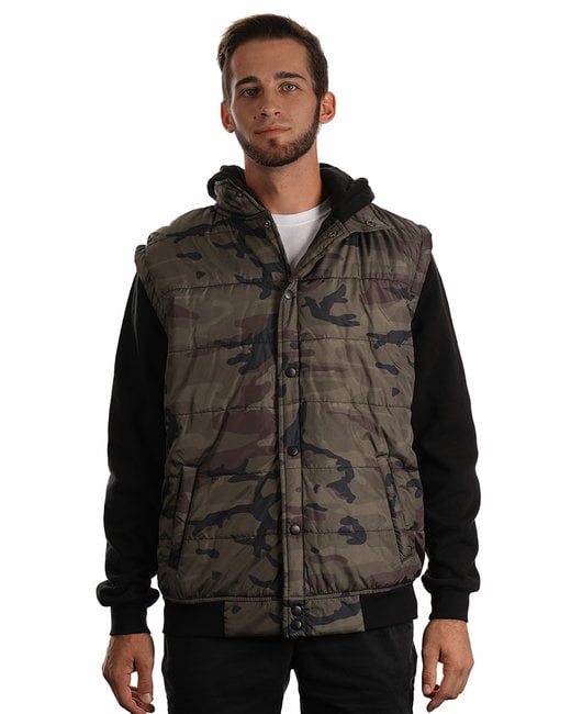 puffer vest with fleece sleeves