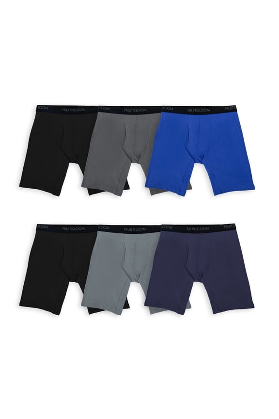 Men's Cotton Stretch Long Leg Boxer Briefs, 6-Pack