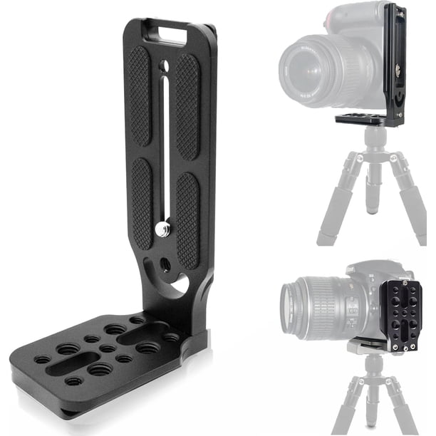 Soporte en L Soporte de placa vertical para estabilizador de cardán 1/4 '' 3/8 '', cámara DSLR en trípode de video Monopod / Estabilizador de cardán de mano de 3 ejes para transmisión en vivo