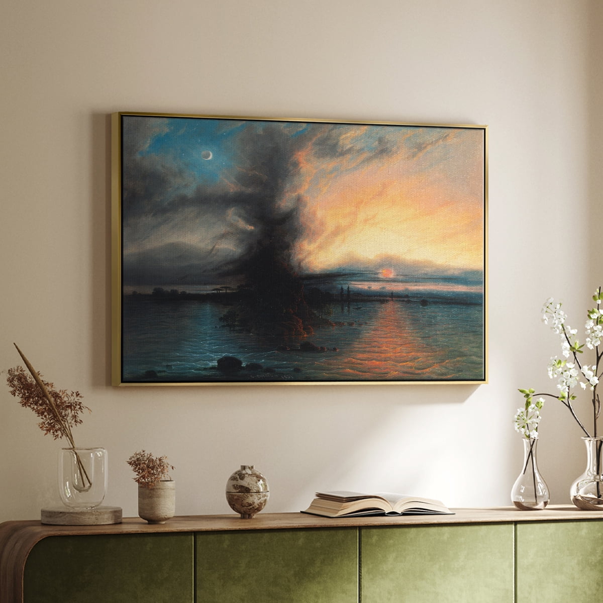 Vintage Landscape-CX By Wexford Home Framed in Gold Wood Gallery Wrapped Canvas 25 in. x 37 in.