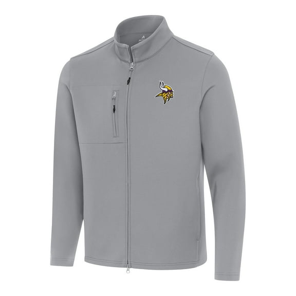Men's Antigua Gray Minnesota Vikings Objection Full-Zip Jacket