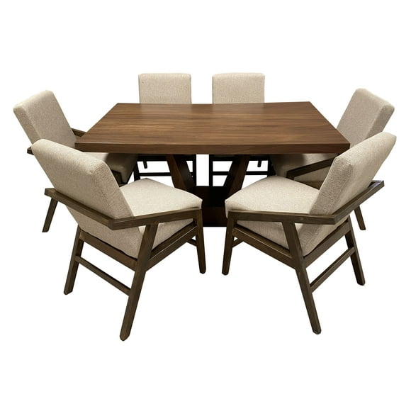 Set de Comedor Denver 6 Sillas SALVANTO 160x100 cm Mdf UV Color Parota