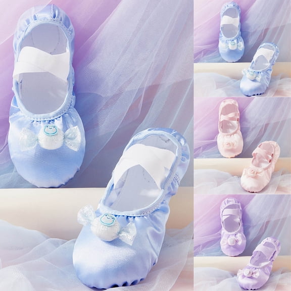 HAOTAGS Girls Dance Shoes, Soft-Soled Comfortable Gentle Practice Dance Footwear Blue