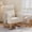 White, variant on Rocking Chair with Footrest, Upholstered Glider Chair with Side Pocket and Pillow, Modern Fabric Armchair with High Backrest for Bedroom Living Room Reading Space,Pink With Footrest