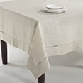 thumbnail image 2 of Saro Lifestyle Toscana Tablecloth with Hemstitch Border 65'' x 84'' Natural Poly & Linen Blend, 2 of 4
