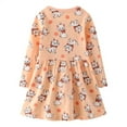 thumbnail image 2 of Popshion Toddler Girls Long Sleeve Dress Baby Casual Dresses Cotton Cat Clothes, Size 2T-7Y, 2 of 7