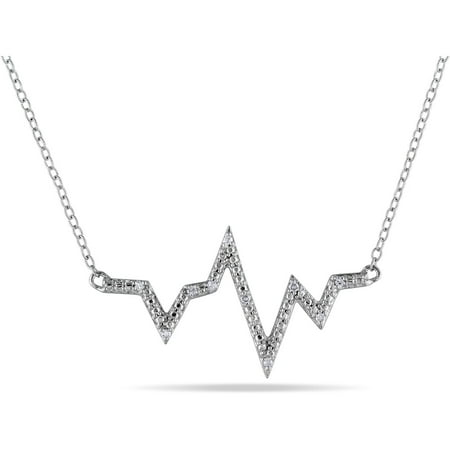 Miabella Diamond-Accent Sterling Silver Heartbeat Necklace
