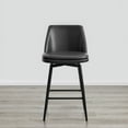 thumbnail image 2 of CHITA 27 inch Counter Height Swivel Bar Stools Low Back Set of 3,Faux Leather in Black, 2 of 7