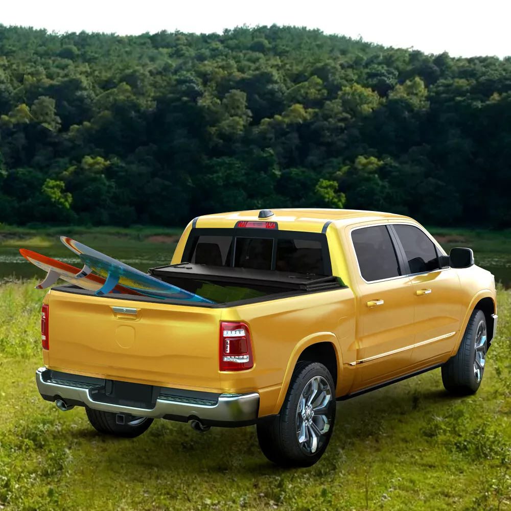 RVNI Truck Bed Tonneau Cover FRP Hard Folding Fit for Toyota Tacoma 2024 5ft Bed with Track Rail System