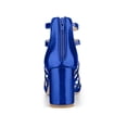 thumbnail image 2 of BLISSFUL STEP Women's Shoes Strappy Roman Block Heel Sandals Deep Blue 9, 2 of 7