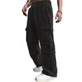 thumbnail image 5 of Men's Casual Cargo Pants Trousers Joggers, Straight Leg Multi-Pockets Cotton Blend, Lightweight Breathable Stretchy for Outdoor Hiking Travel Work, Summer Essentials | AKLJWH,Black 2XL, 5 of 7