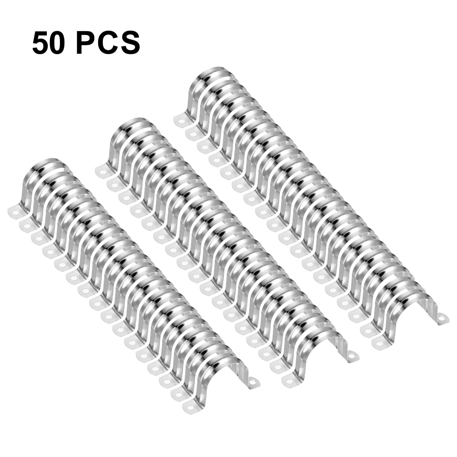 Uxcell 50pcs 1 3/4-Inch 45mm Conduit Clamps M45 U Tube Pipe Clamp Stainless Steel Rigid Pipe Strap Bracket