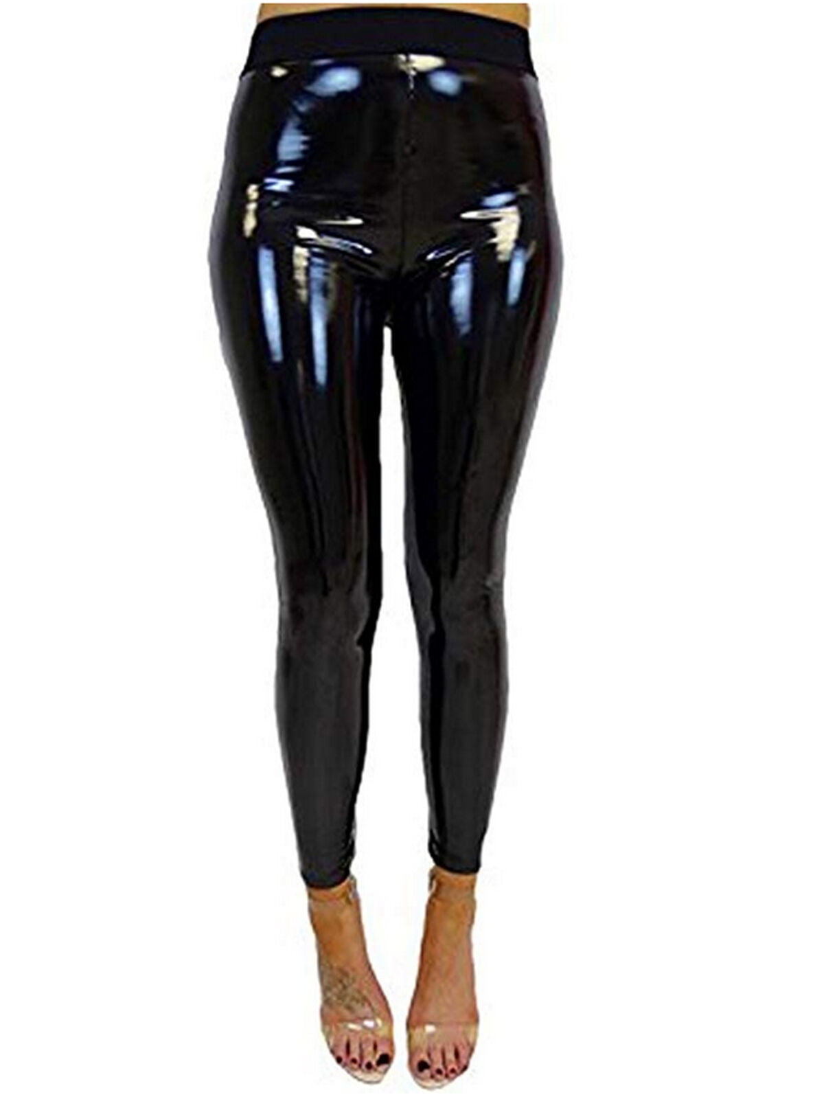 Luethbiezx Winter Gothic Strethcy Shiny Wet Look Pu Leather Leggings Women Black Slim Push Up 6742