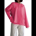 thumbnail image 2 of Camisetas de Larga Extragrandes para Mujer, Camisetas Básicas de Cuello Redondo, Tops de Otoño, Ropa Informal de Entrenamiento Y2K. Rosa Roja M, 2 of 9