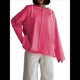 thumbnail image 2 of Camisetas de Larga Extragrandes para Mujer, Camisetas Básicas de Cuello Redondo, Tops de Otoño, Ropa Informal de Entrenamiento Y2K. Rosa Roja L, 2 of 9
