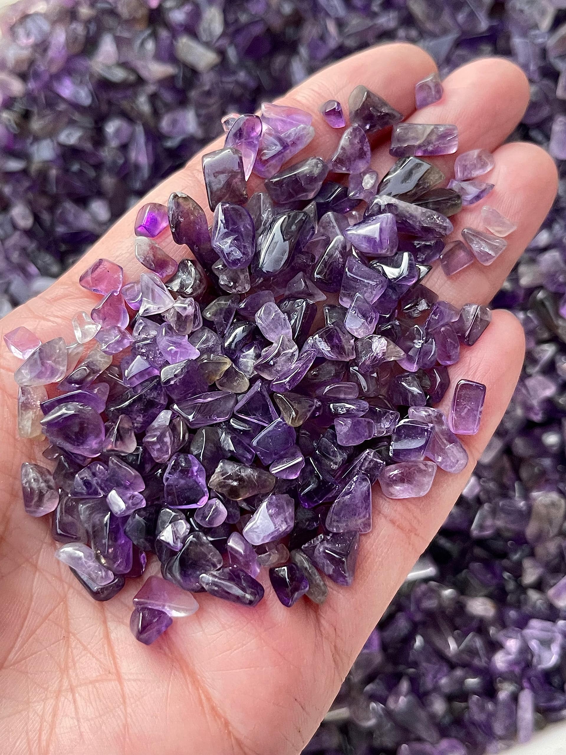 WHOLESALE Natural Semi Tumbled Amethyst Gemstone Chips, Amethyst Crushed Mini Amethyst Crystals, Undrilled (Amethyst, 3 Pounds)