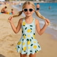 thumbnail image 3 of Xixirimido Lemons Blue Print Girls Swimsuits One Piece Sleeveless Swimwear with Skirt Modest Bathing Suit with Built-in Shorts Beach Vacation Swim Dress, 8-9 Years, 3 of 7