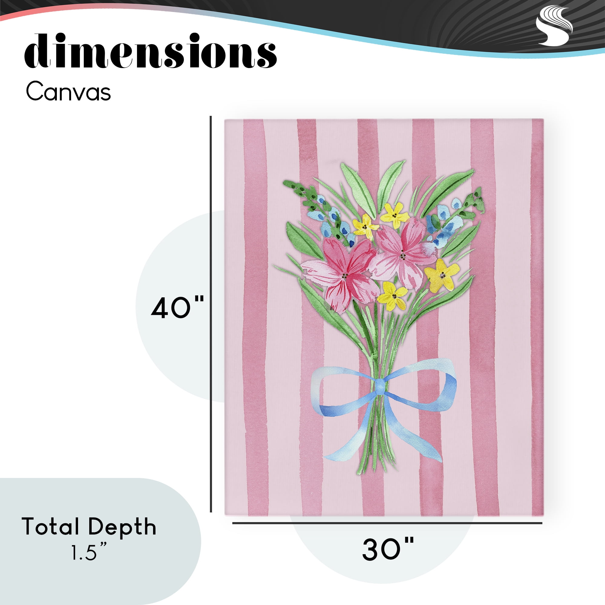Spring Bouquet Pink & Blue Canvas Wall Art, design by Nina Jacobs