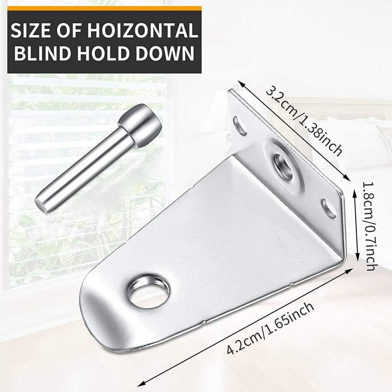 Metal Hold Down Brackets and Pins, Blind Brackets Blind Holder Replacements  for Horizontal Blind Shades Window