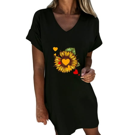 

Juebong Women s Casual Sexy Fashion V-Neck Short Sleeve Print Short Skirt Dress