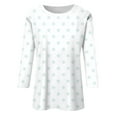 thumbnail image 4 of Womens Crewneck Three Quarter Sleeve Polka Dot Printed Top Casual Pullover T Shirt Regular Fit Everyday Knit Blouse, 4 of 5