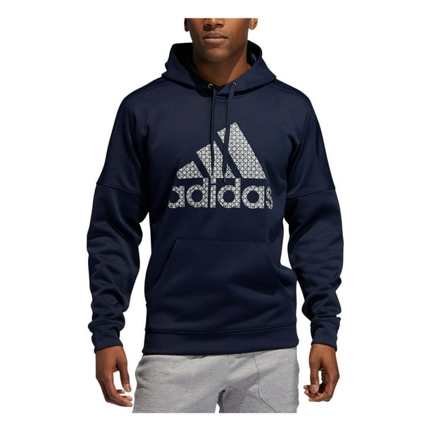 ADIDAS Mens Navy Logo Graphic Long Sleeve Classic Fit Draw String ...