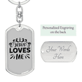 thumbnail image 2 of Jesus Loves Me Cross Heart Stainless Steel or 18k Gold Premium Swivel Dog Tag Keychain, 2 of 8