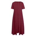 thumbnail image 4 of gljltg Women's Cotton Linen Dresses Summer Midi Sundresses Casual V Neck Button Front Pleated Loose Fit Knee Length Sleeveless Tank Dress with Pockets, 4 of 4