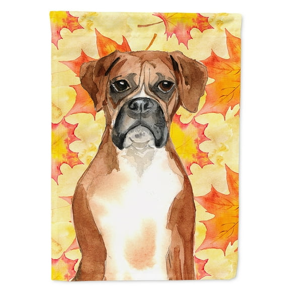 Carolines Treasures CK1847CHF Fall Leaves Boxer Flag Canvas House Size  Large multicolor
