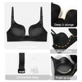 thumbnail image 7 of Exerin Women's Plunge Backless Bra Underwire Push Up Padded Multiway Low Back Bras(32B,Black), 7 of 7