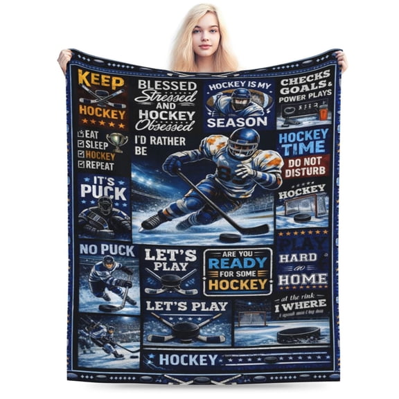 Ice Hockey Blanket Hockey Player Blanket Hockey Fan Blanket Cozy Throw Gift for Men Boys Birthday Christmas Fathers Day 50x40