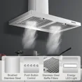 thumbnail image 6 of Range Hood 30 inch Vent Hood 450 CFM Wall Mount Range Hood Stainless Steel Baffle Filters 3 Speed Fan silver, 6 of 9