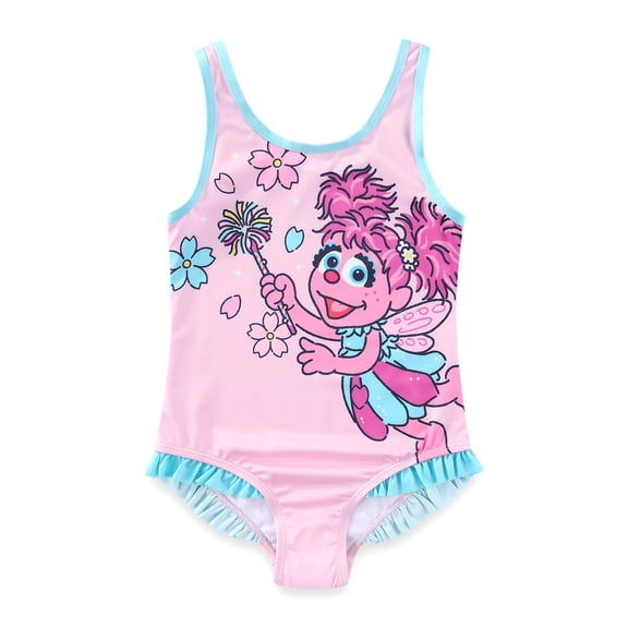 Sesame Street Abby Cadabby Swimsuit UPF 50 One Piece Bathing Suit (Girls), Sizes 2T-5T