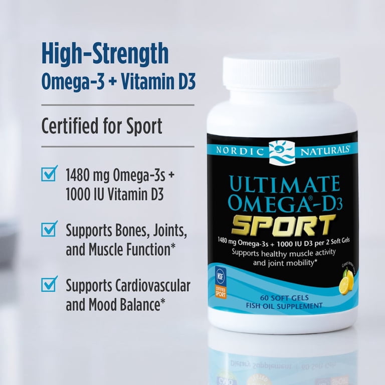 Nordic Naturals Ultimate Omega-D3 Sport, Lemon Flavor, 1480mg