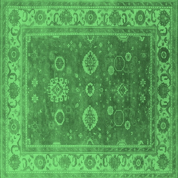 Ahgly Company Indoor Square Oriental Emerald Green Traditional Area Rugs, 5' Square