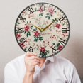 thumbnail image 5 of Round Clock Wall Clock Decorative Clock 9.5" Sizes Red Small Floral Pattern, 5 of 9