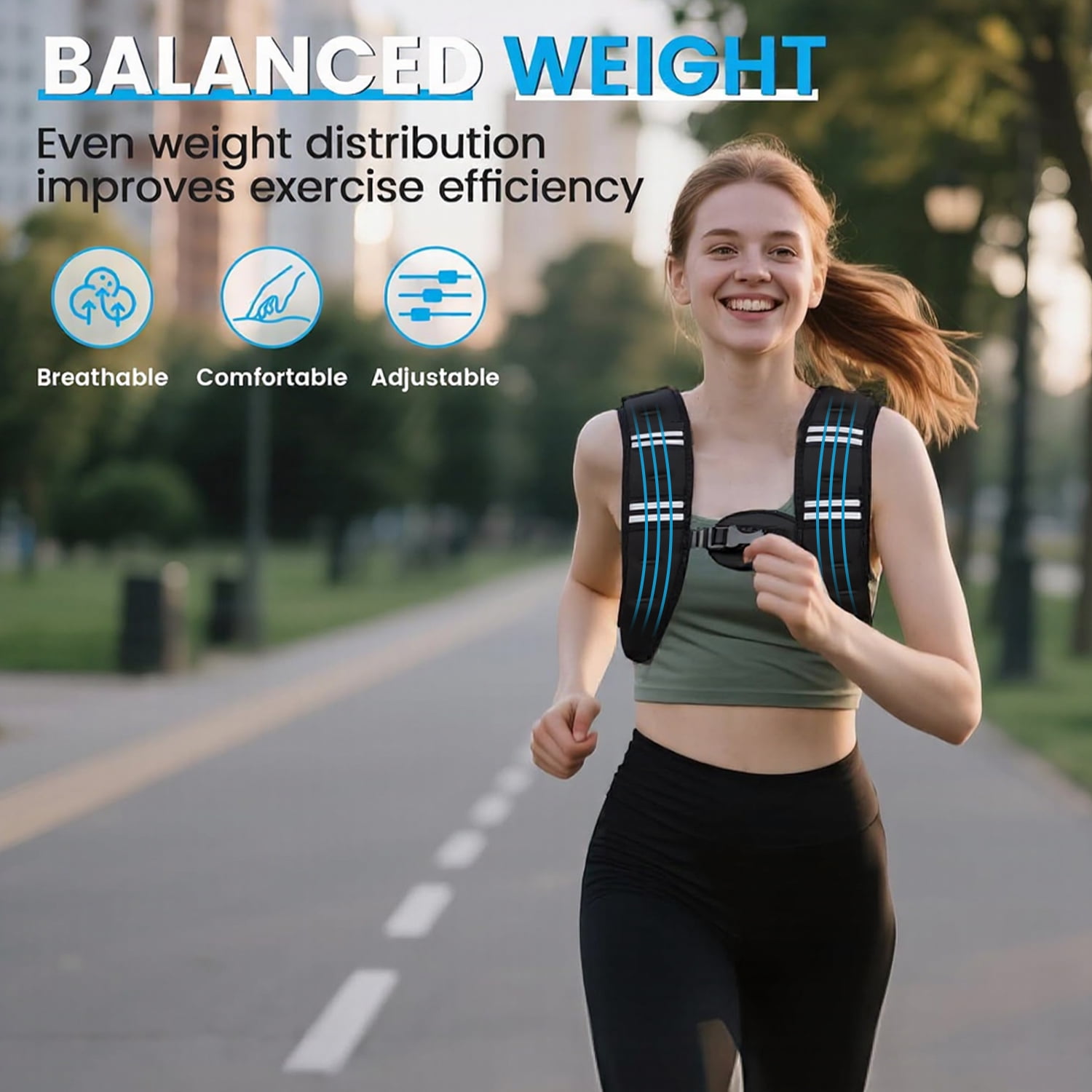 Behome Weighted Vest, 11lb Rucking Vest with Reflective Stripe & Large Pocket for Running, Training Workout, Jogging, Walking