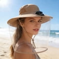 thumbnail image 4 of Solar & USB Rechargeable Summer Fan Hat with Single Fan, Sun Protection Mosquito Net/Face Shield, Wide Brim Outdoor Hat for Fishing/Camping/Work (Fit 56-58cm Head,Colour as Pictured), 4 of 4
