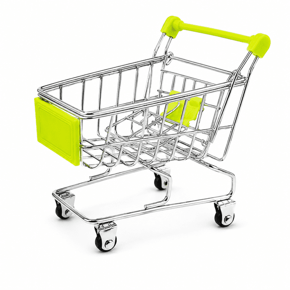Ohmyroo Miniature Supermarket Shopping Cart Desktop Storage Organizer Accessory