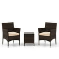 thumbnail image 2 of Costway 3 PCS Outdoor Conversation Set with Cushioned Seat & Tempered Glass Tabletop Beige, 2 of 9