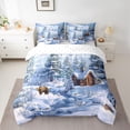 thumbnail image 2 of Feelyou Winter Snow House Bedding Comforter Set 7pcs, Cartoon Jungle Bear King Bedding Sets, Western Rustic Farmhouse Reversible Bed Sheets, Luxury Bedroom Decor, 2 of 7