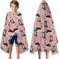 thumbnail image 3 of Pink Border Collie Dog and Flower Floral Hooded Bath Towel，60"x35" for Ages 3 To 12 Kids, Quick Dry Lightweight Soft Microfiber Hood Beach Towel Cover Up for Kids, 3 of 7