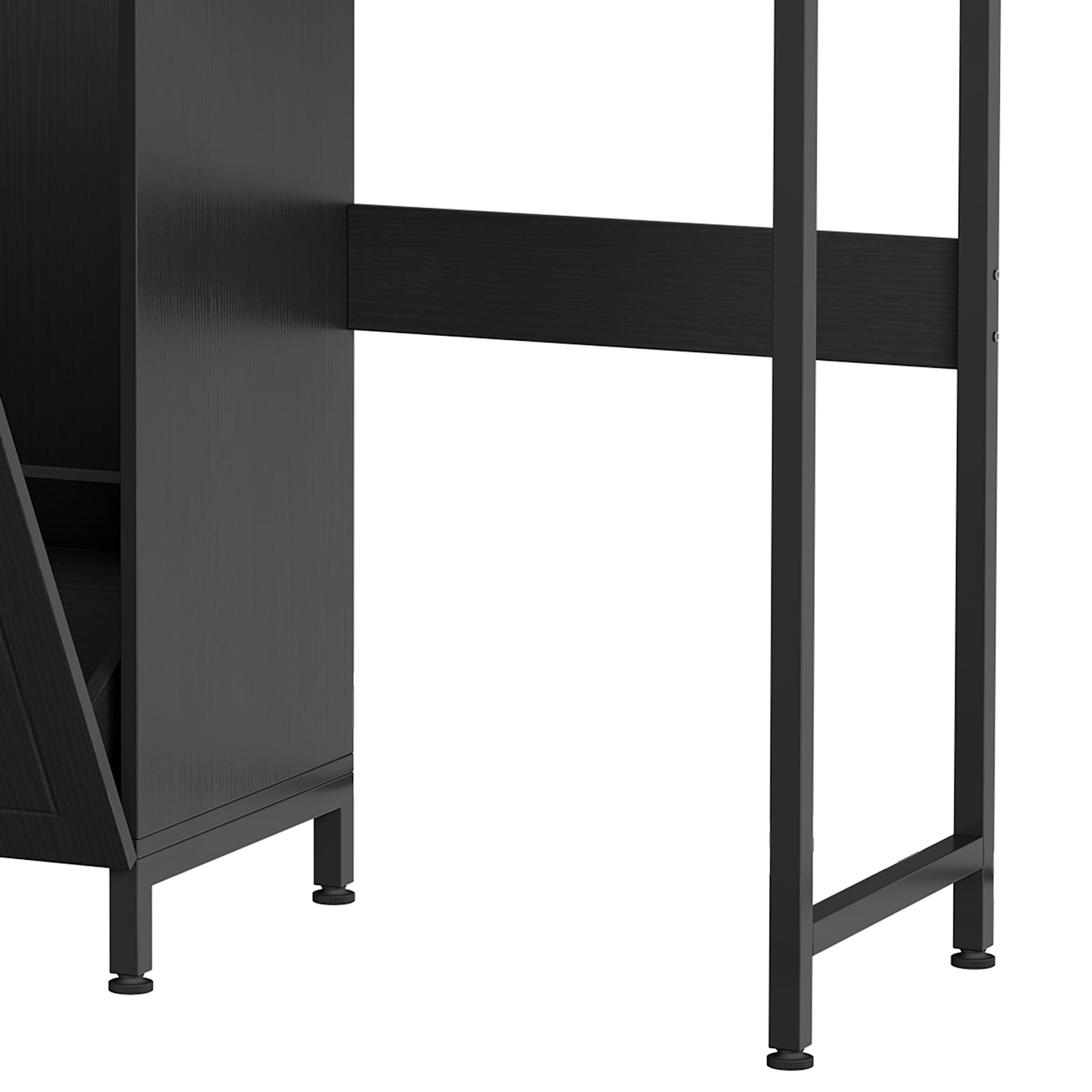 Craftian 3-Tier Mini Fridge Bakers Rack with 10-gal Trash Cabinet & Charging Station, Black
