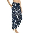 thumbnail image 2 of Xecao Cherry Blossoms on Navy Background Women's Straight Lounge Pajama Pants: The Epitome of Relaxed Sleepwear, 2 of 9