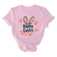thumbnail image 4 of Ichuanyi Easter Shirts for Women Funny Bunny Face Graphic Print Rabbit T Shirt Summer Casual Short Sleeve Festival Holiday Tee Tops, 4 of 5