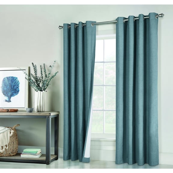Thermaplus Ventura Grommet Curtain Panel Pair Window Dressing each 52 x 95 in Blue