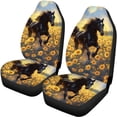 thumbnail image 5 of Uourmeti Car Seat Covers Easy to Install Polyester Fabric, Compatible with Automotive Seats Sedan Seats, for Truck Sedans, Black Horse Sunflower Print, 5 of 10