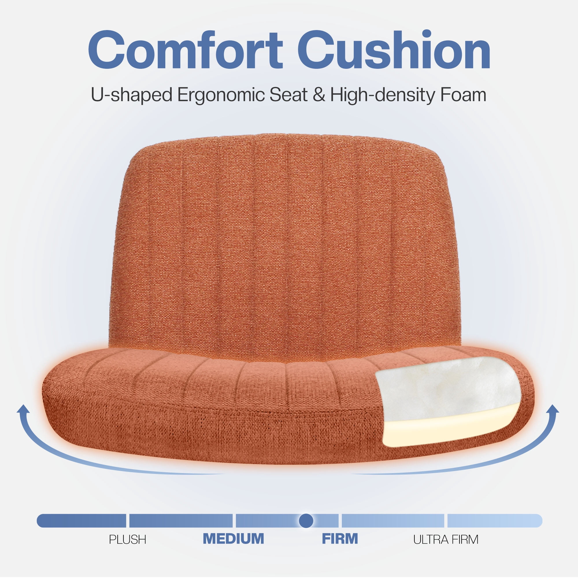 Celtoss Criss Cross Home Office Chair, Armless Swivel Task Computer Chair No Wheels, in Fabric, Vanity Style, Brown