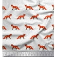 thumbnail image 1 of Soimoi White polyester Crepe Fabric Fox Animal Decor Fabric Printed Yard 52 Inch Wide, 1 of 3